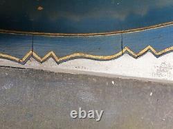 Vintage Oval Lacquered Dark Turquoise Gold Gilt Regency Style Serving Tea Tray