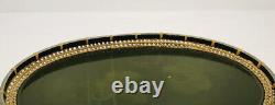 Vintage Rattan Wicker Woven Oval- Japanese Lacquer Wooden Bar/Tea Serving Tray