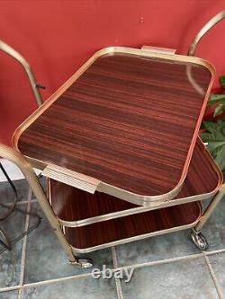 Vintage Retro 3 Tier Wood Effect Cocktail Drinks Serving Trolley Removable Tray