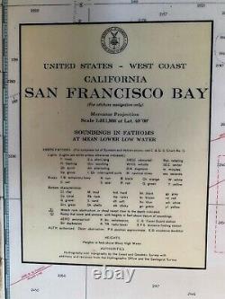 Vintage San Francisco Bay Nautical Map Serving Tray Charcuterie Board Rope Cleat