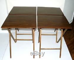 Vintage Scheibe Wood TV Trays with Stand Serving 4 Tables Set Mid Century