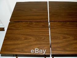 Vintage Scheibe Wood TV Trays with Stand Serving 4 Tables Set Mid Century