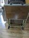 Vintage Set Of 4 Faux Wood Grain Metal TV Trays With Legs & Stand