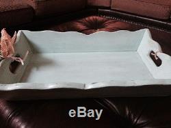 Vintage Style French Country Rustic Painted Wedding Reclaimed Wood Tray Turquois