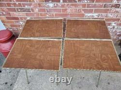 Vintage TV Trays Set Of 4 Faux Wood Grain MCM WITH STAND