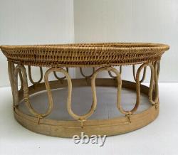 Vintage Thai Handicraft Khantok Bamboo Natural Rattan Table Fruit Food Deck XL