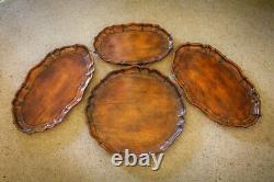 Vintage Theodore & Alexander Serving Tray Solid Wood Set of 4 Rare