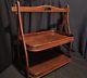 Vintage Two Tier Serving Tray Butler Stand Oak Wood Arts and Crafts Mission