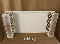Vintage Wicker Bed Serving Tray white wooden lap desk Book Magazine glass top