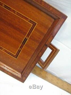 Vintage Wood Art Marquetry Inlaid Wood Serving Tray Wooden Art Picture Geometric
