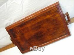 Vintage Wood Art Marquetry Inlaid Wood Serving Tray Wooden Art Picture Geometric