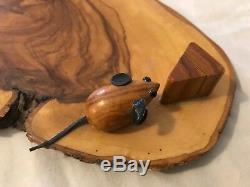Vintage Wood Cheese Plate Mouse & Cheese Slice Knife Holder Accents