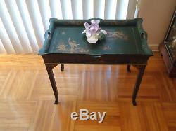 Vintage Wood Hand painted Serving Tray or Table 24 x 14 1/2