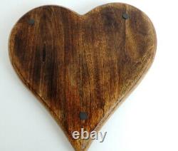 Vintage Wood Heart Tray Dish Bowl Teak 13 x 13 Woodenware