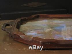 Vintage Wood Iridescent Blue / Purple Butterflies Serving Tray - Free Shipping