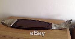 Vintage Wood & Metal Salmon/Fish Server Tray Wall Plaque Made in France