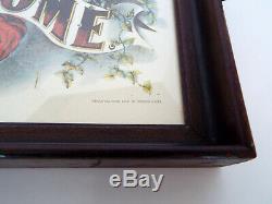 Vintage Wood Serving Tray Framed Bless Our Home Currier & Ives Repro Print 15x11