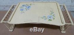 Vintage Wood Yellow Painted Bed Serving Tray Book Magazine Shabby Chic