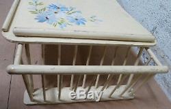 Vintage Wood Yellow Painted Bed Serving Tray Book Magazine Shabby Chic