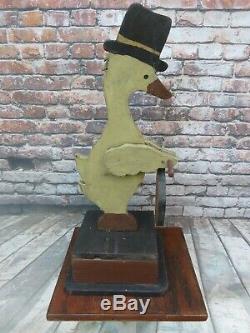 Vintage Wooden Duck Butler Table Stand with Small Serving Tray Folk Art & Handmade