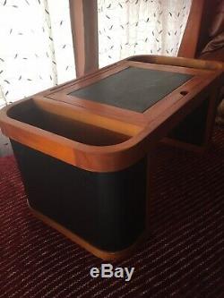 Vintage Wooden Leather serving tray breakfast tea home decor kitchen lap table