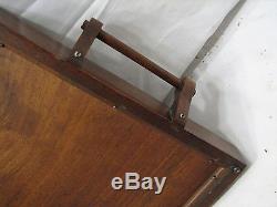 Vintage Wooden Mahogany Ornate Serving Tray Glass Top Lace Coffee Tea Wood