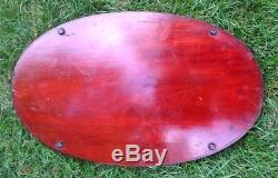 Vintage Wooden Serving Tray Oval Inlaid Center With Handles