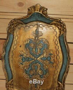 Vintage hand made floral wood tole serving tray
