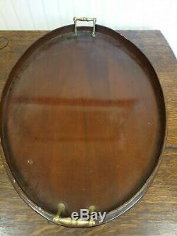 Vintage large oval mahogany drink serving TRAY