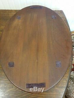 Vintage large oval mahogany drink serving TRAY