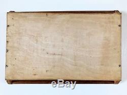Vintage large wooden serving tray Inlaid Marquetry With Handles