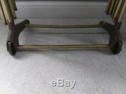 Vintage lot of 4 Standing TV Trays With Cart Faux Parquet Wood Mid Century Model