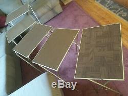 Vtg MCM Full TV TRAY SET very decent Faux Wood Metal 70s solid condition 5 units