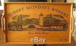 Vtg Robert Mondavi Winery Napa Valley CA. Colorful Scene Wood Tray Wall Art RARE