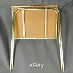 Vtg TV Trays and Rack on Wheels Faux Wood Metal Legs 70s Set of 4