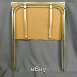 Vtg TV Trays and Rack on Wheels Faux Wood Metal Legs 70s Set of 4