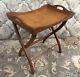 Vtg Wood Butler Removable Breakfast Serving Tray Table Curved Leg Folding Stand