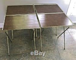 Vtg lot of 4 Faux wood TV Trays/Tables with Cart Mid Century Modern great cond