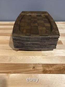 Walnut Serving Tray Weavewood Inc Minneapolis Genuine Wood Platter 70s 11 Total