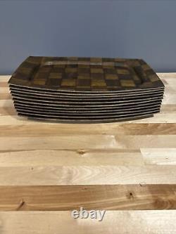 Walnut Serving Tray Weavewood Inc Minneapolis Genuine Wood Platter 70s 11 Total