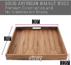 Walnut Wood Serving Tray with Handles Serve Coffee