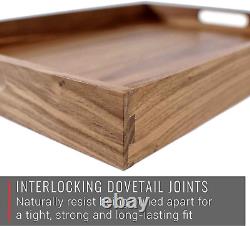 Walnut Wood Serving Tray with Handles Serve Coffee, Tea, Cocktails, Appetizers