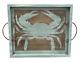 Weathered Atlantic Grey Wooden Crab Coastal Cottage Serving Tray WithRope Handles