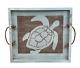 Weathered Atlantic Grey Wooden Sea Turtle Serving Tray WithRope Handles