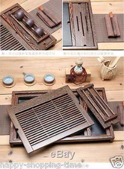 Wenge tea tray solid wood tea table cup holder drainage plastic layer end table