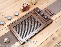 Wenge tea tray solid wood tea table cup holder drainage plastic layer end table