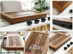 Wenge wood tea tray handmade carved solid wood tea table plastic layers L56.5cm