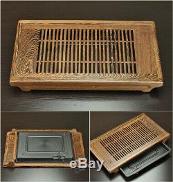 Wenge wood tea tray with plastic layer water holder Chinese solid wood tea table