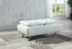 White Storage Ottoman with Flip-Over Serving Trays