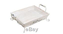 White-Washed Wood Decorative Double-Handled Display / Serving Tray Bed Wine NEW